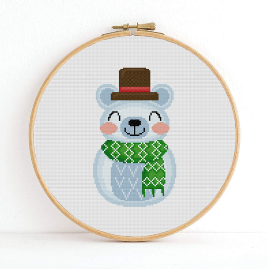 Bear Snowman Cross Stitch Snowman Cross Stitch Pattern Christmas Cross Stitch PDF Pattern Instant Download