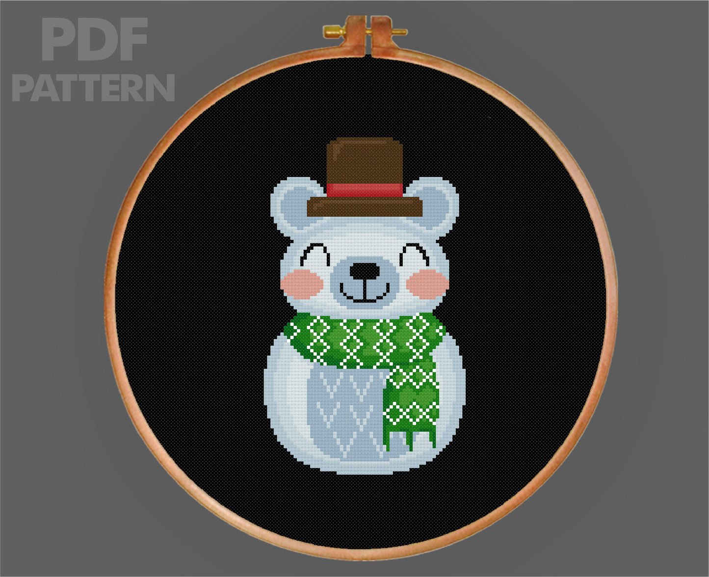 Bear Snowman Cross Stitch Snowman Cross Stitch Pattern Christmas Cross Stitch PDF Pattern Instant Download