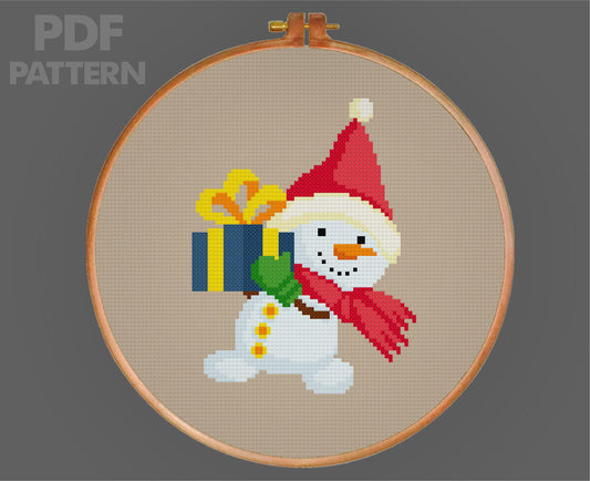 Snowman Cross Stitch Pattern Christmas Cross Stitch PDF Pattern Instant Download